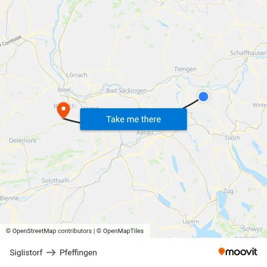 Siglistorf to Pfeffingen map