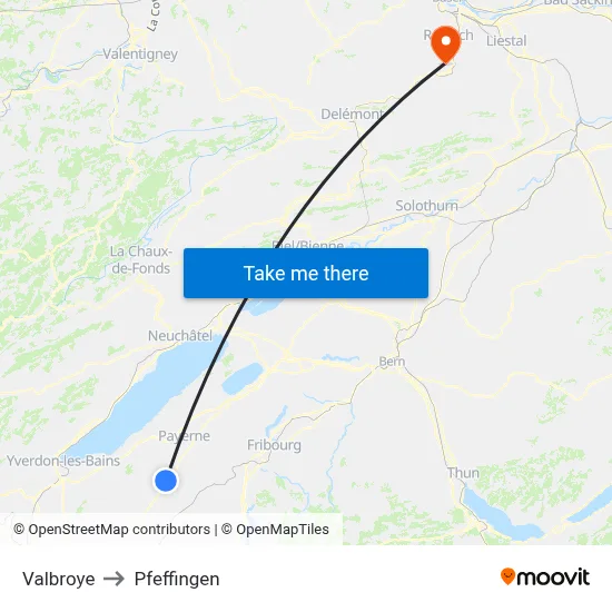 Valbroye to Pfeffingen map