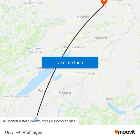 Ursy to Pfeffingen map