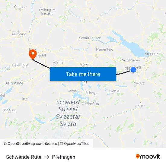 Schwende-Rüte to Pfeffingen map