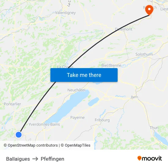Ballaigues to Pfeffingen map