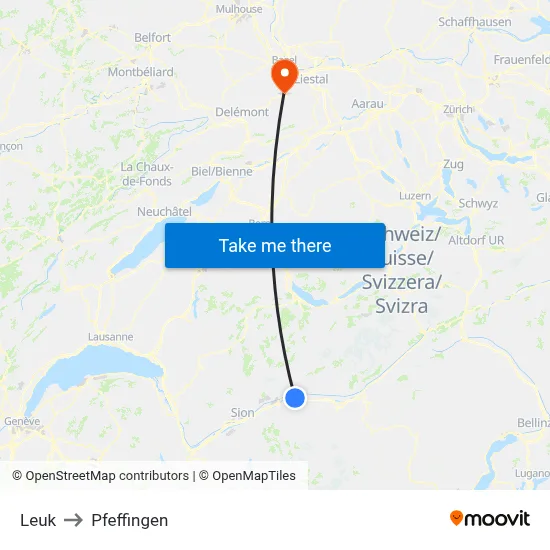 Leuk to Pfeffingen map