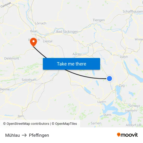 Mühlau to Pfeffingen map