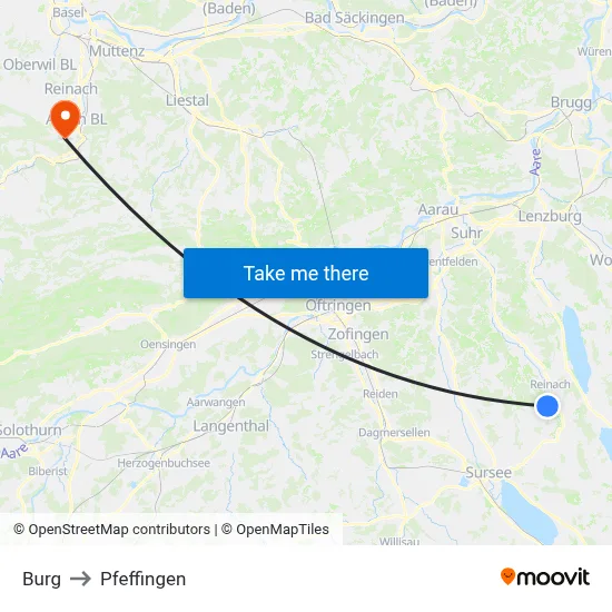 Burg to Pfeffingen map