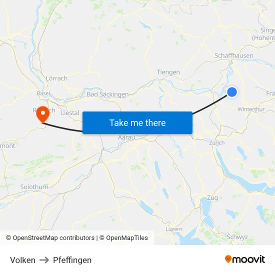 Volken to Pfeffingen map