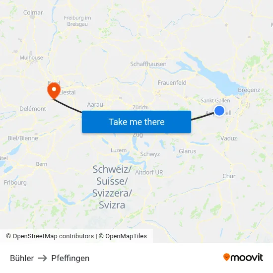 Bühler to Pfeffingen map