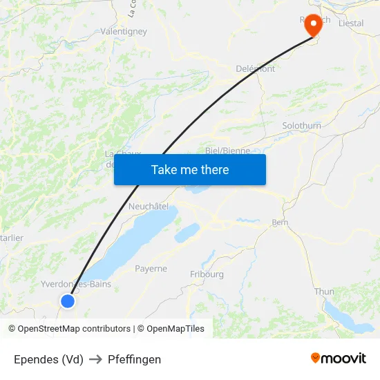 Ependes (Vd) to Pfeffingen map