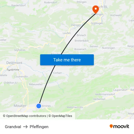 Grandval to Pfeffingen map
