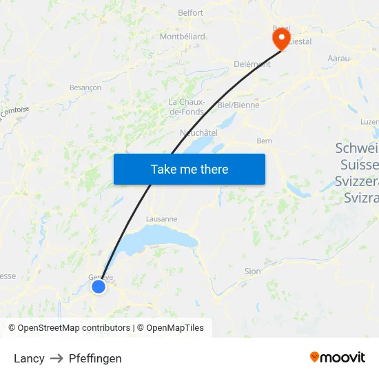 Lancy to Pfeffingen map