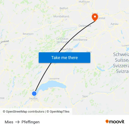 Mies to Pfeffingen map