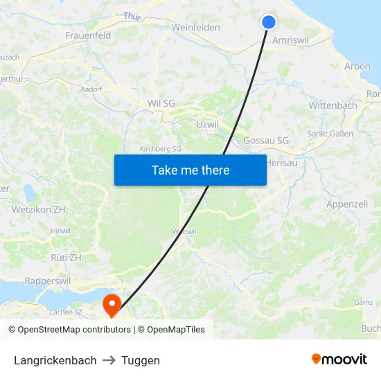 Langrickenbach to Tuggen map