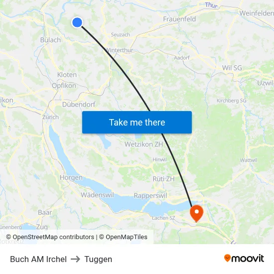 Buch AM Irchel to Tuggen map