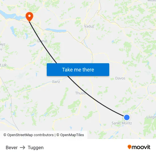 Bever to Tuggen map
