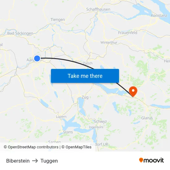 Biberstein to Tuggen map