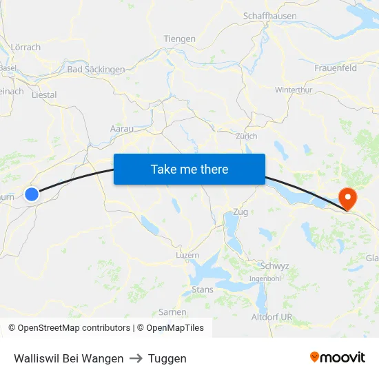 Walliswil Bei Wangen to Tuggen map