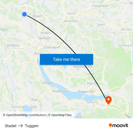Stadel to Tuggen map