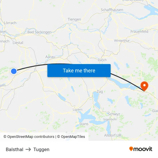 Balsthal to Tuggen map