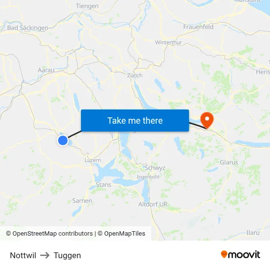 Nottwil to Tuggen map