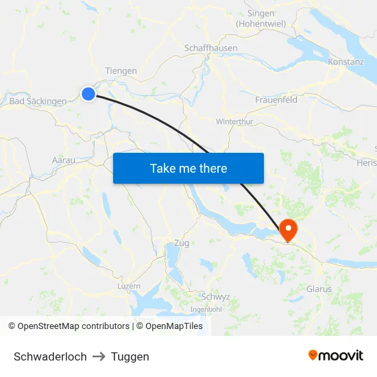 Schwaderloch to Tuggen map