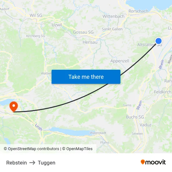 Rebstein to Tuggen map