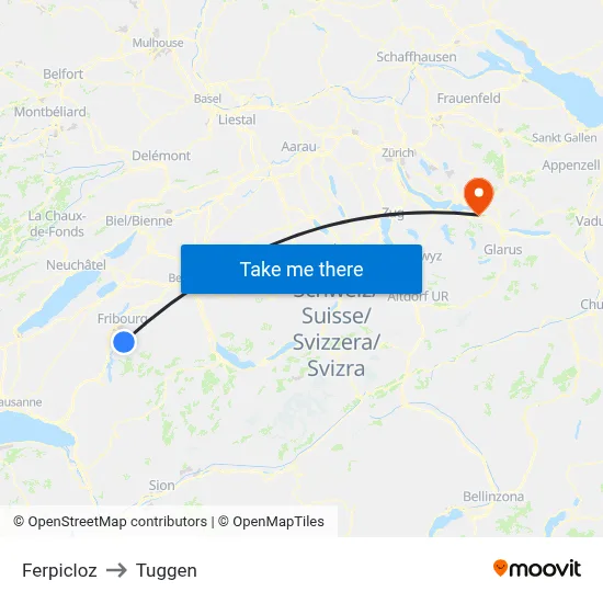 Ferpicloz to Tuggen map