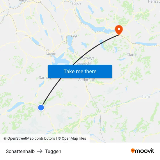 Schattenhalb to Tuggen map
