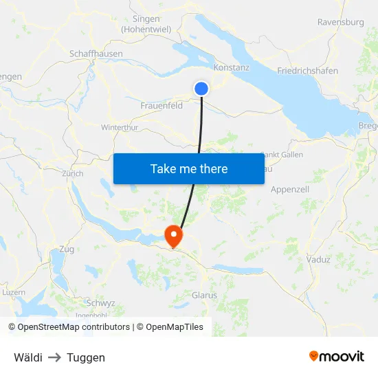 Wäldi to Tuggen map