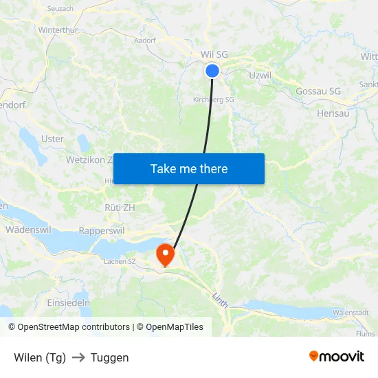 Wilen (Tg) to Tuggen map