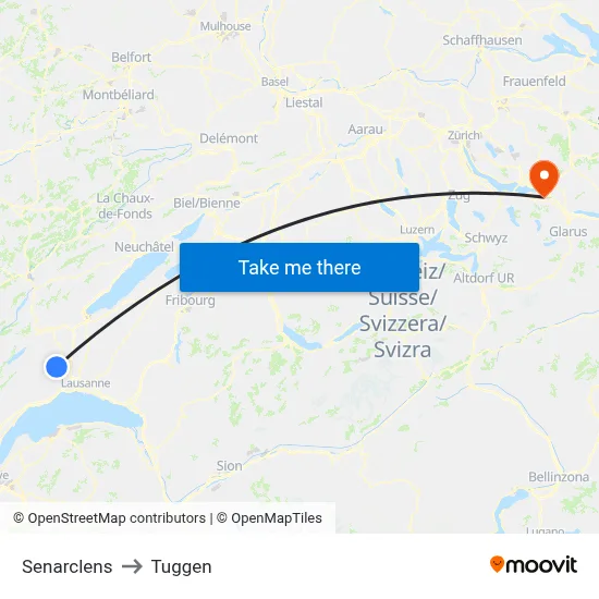 Senarclens to Tuggen map