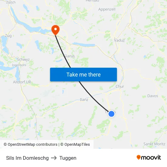 Sils Im Domleschg to Tuggen map