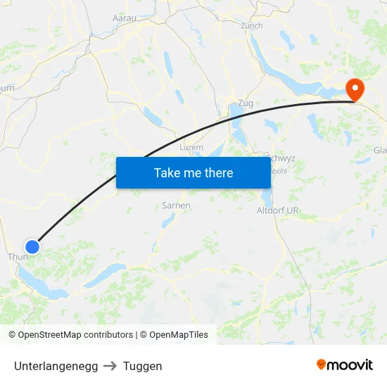Unterlangenegg to Tuggen map