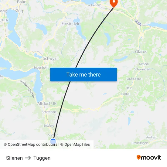 Silenen to Tuggen map