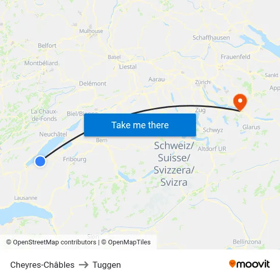 Cheyres-Châbles to Tuggen map