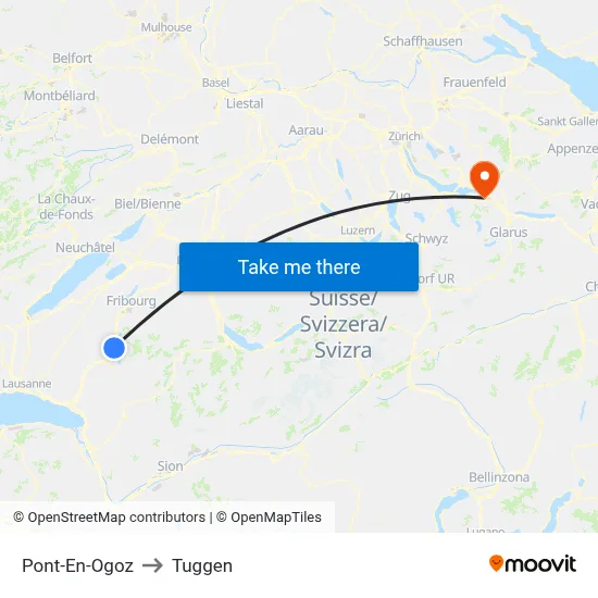 Pont-En-Ogoz to Tuggen map