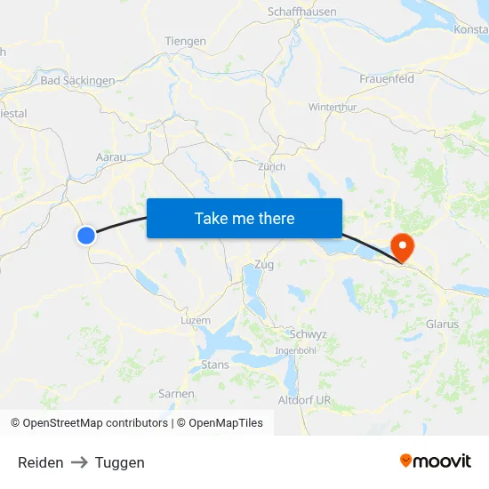 Reiden to Tuggen map