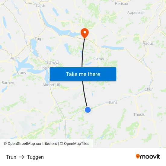 Trun to Tuggen map