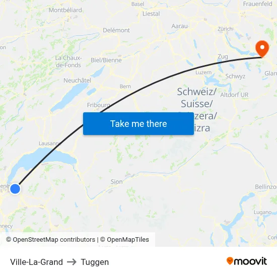Ville-La-Grand to Tuggen map