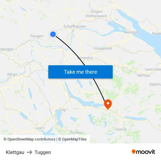 Klettgau to Tuggen map