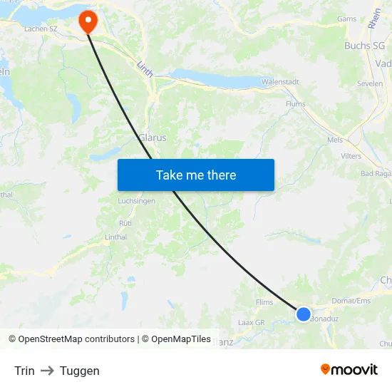 Trin to Tuggen map