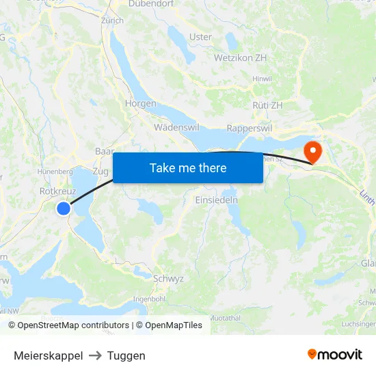Meierskappel to Tuggen map