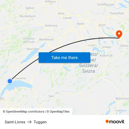 Saint-Livres to Tuggen map