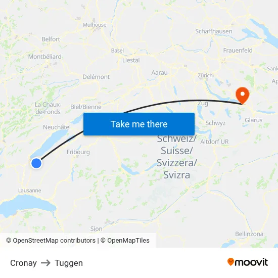 Cronay to Tuggen map