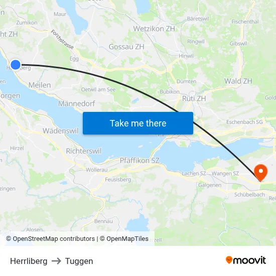 Herrliberg to Tuggen map