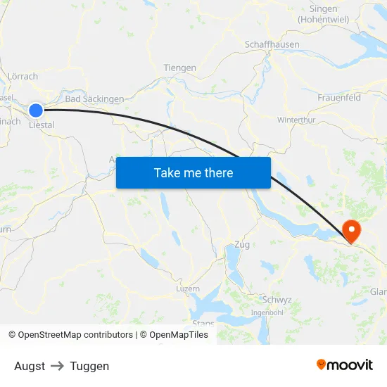 Augst to Tuggen map