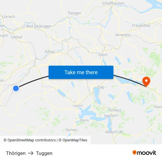 Thörigen to Tuggen map
