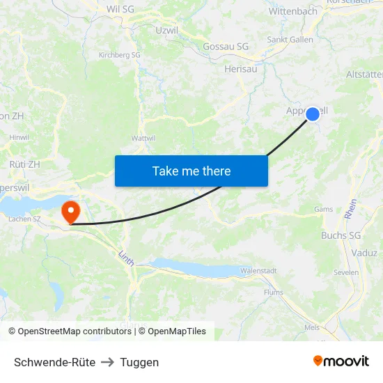 Schwende-Rüte to Tuggen map