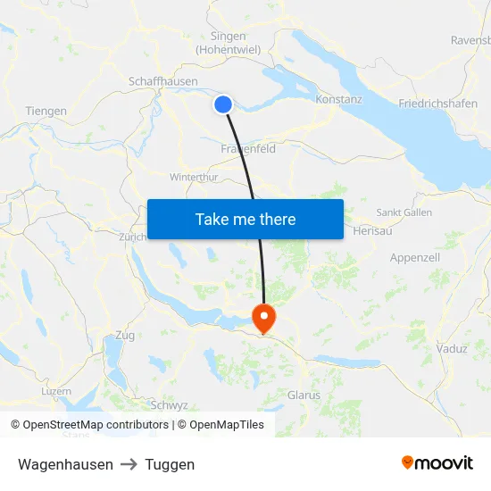 Wagenhausen to Tuggen map