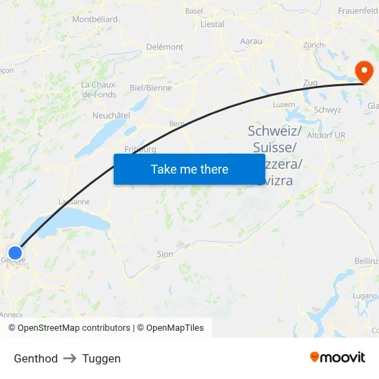 Genthod to Tuggen map