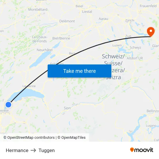 Hermance to Tuggen map
