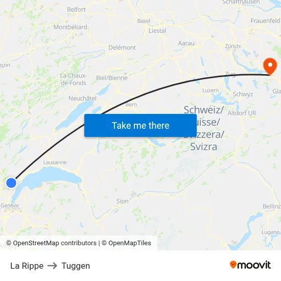 La Rippe to Tuggen map